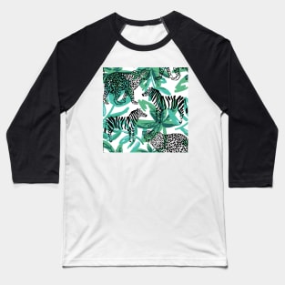 Tropical Safari Print Cheetah and Zebra Baseball T-Shirt